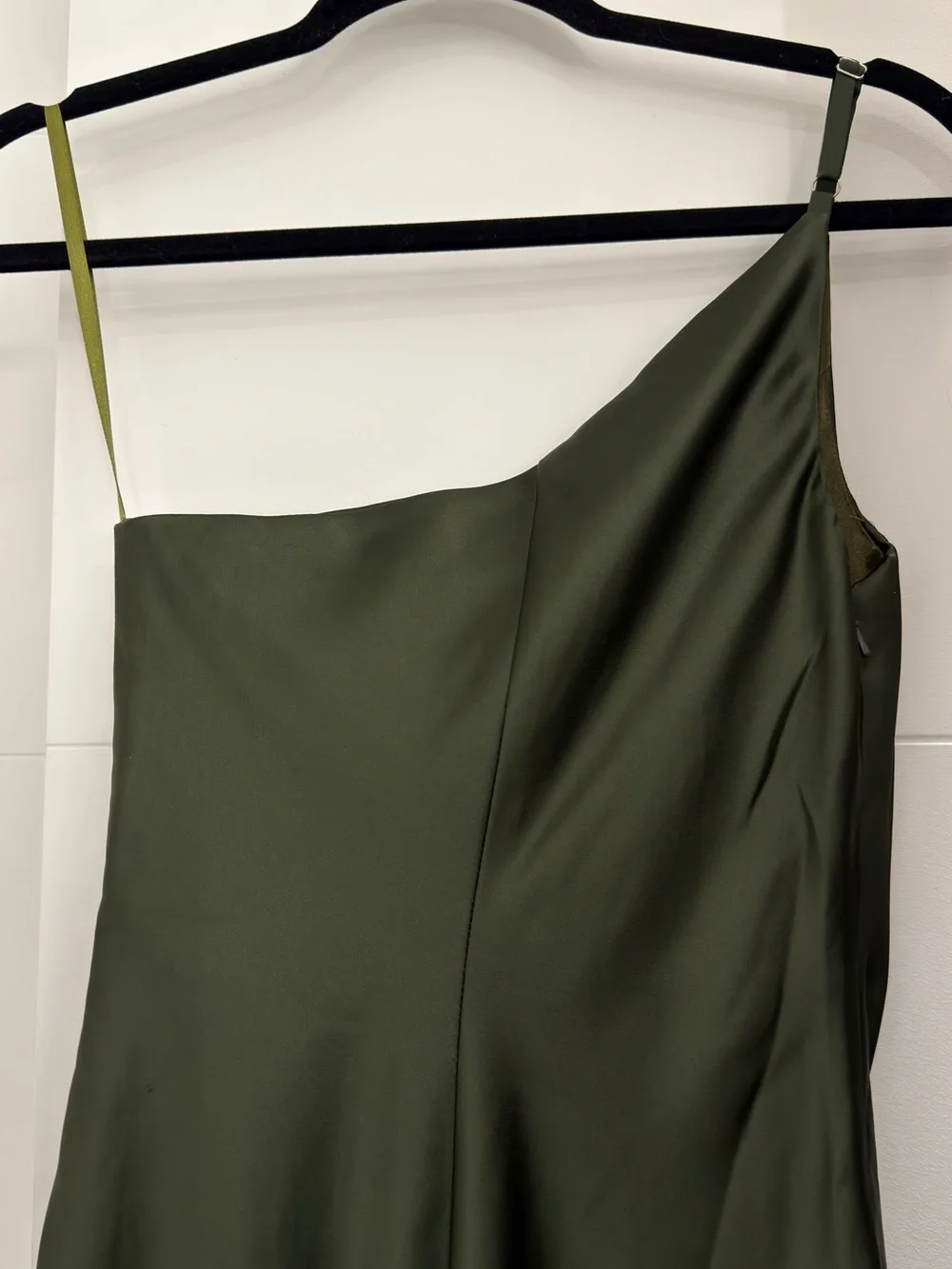 Revelry Jade Satin Dress Olive Green
